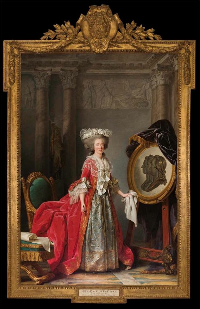 Adélaïde Labille-Guiard (French, 1749–1803)  Portrait of Madame Adélaïde, about 1787 Oil on canvas 107 3/4 x 73 3/4 in. (273.7 x 187.3 cm.) 136 1/2 x 88 3/8 x 5 in. (346.7 x 224.5 x 12.7 cm.) (frame) Collection of the Speed Art Museum, Gift of Mrs. Berry V. Stoll