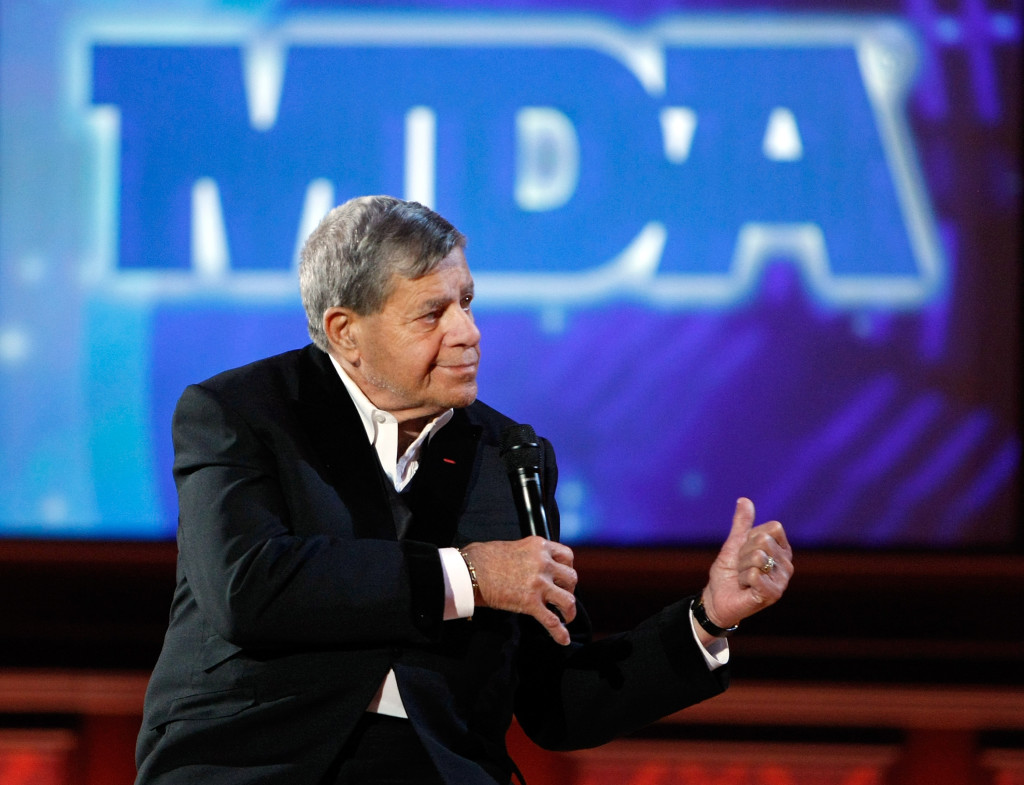 Entertainer Jerry Lewis during the 44th annual Labor Day Telethon to benefit the Muscular Dystrophy Association at the South Point Hotel & Casino September 7, 2009 in Las Vegas, Nevada. 