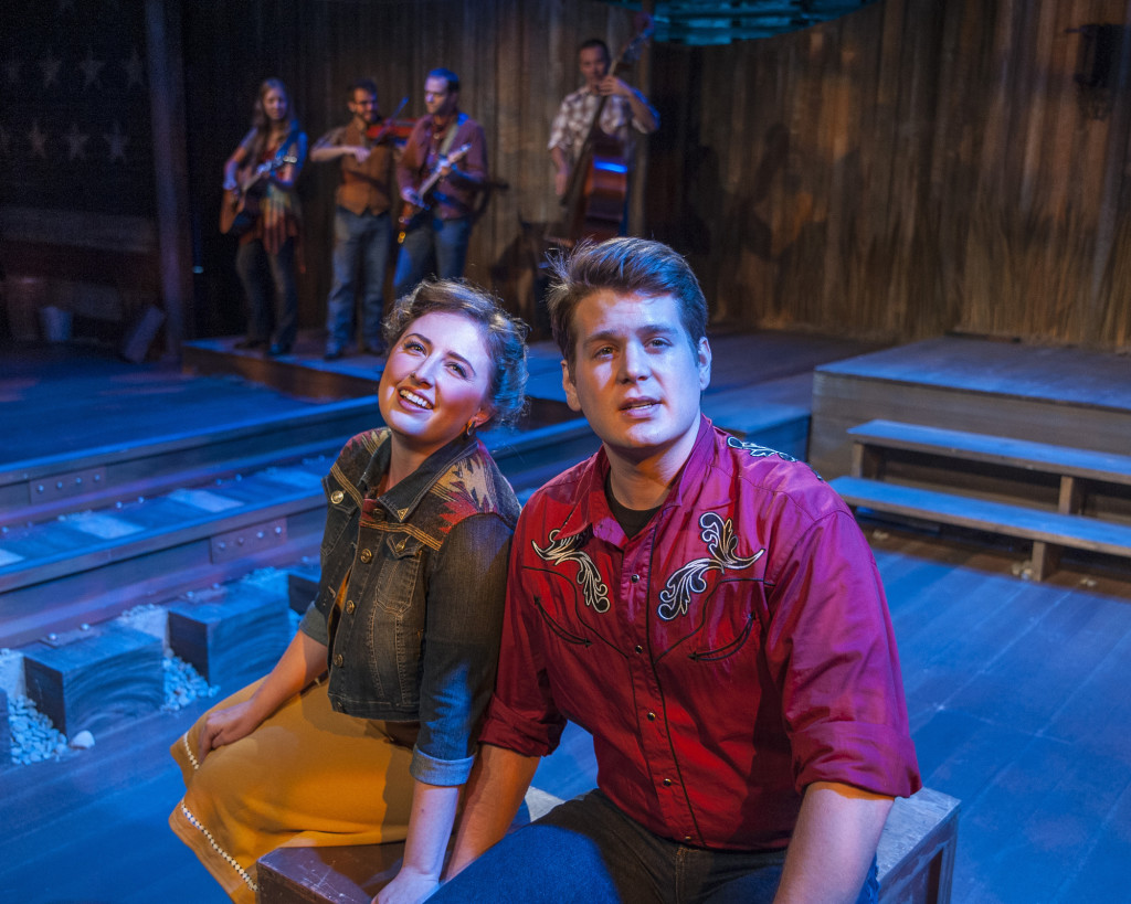  Reanna Flemons and Davey Rosenberg (foreground), with Cat Greenfield, Diego Diaz, Todd Meredith and Nathan Yates Douglass in Cortland Repertory's Ring of Fire: The Music of Johnny Cash. Provided photo