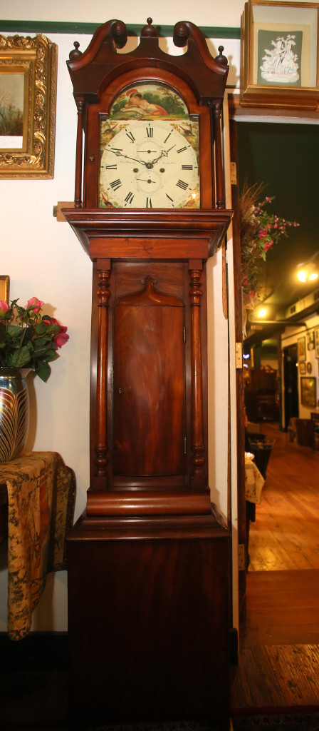 A Scottish tall case clock circa 1850s is available at Syracuse Antiques Exchange, 1629 N. Salina St., is available for $2,800.