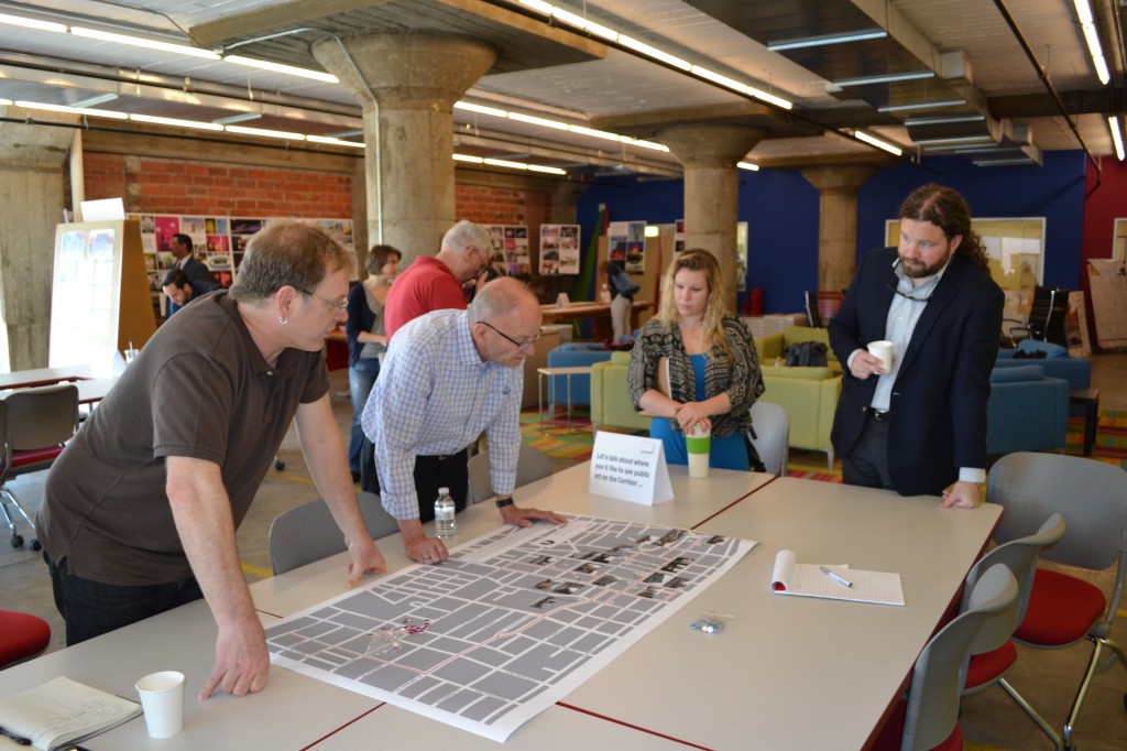 DeWitt Godfrey, speaking with local community members at a recent public art outreach meeting hosted by the Connective Corridor to solicit input.