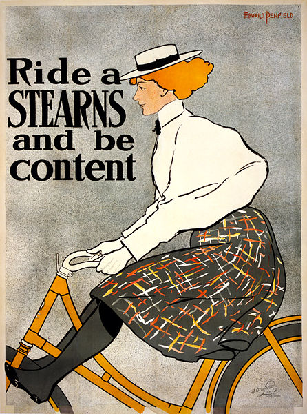 E.C. Stearns poster with modern liberated woman of the time on the popular "Yellow Fellow" model in 1896