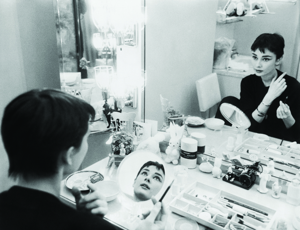 Audrey Hepburn is her dressing room during the filming of "Sabrina" 1954 © 2000 Mark Shaw