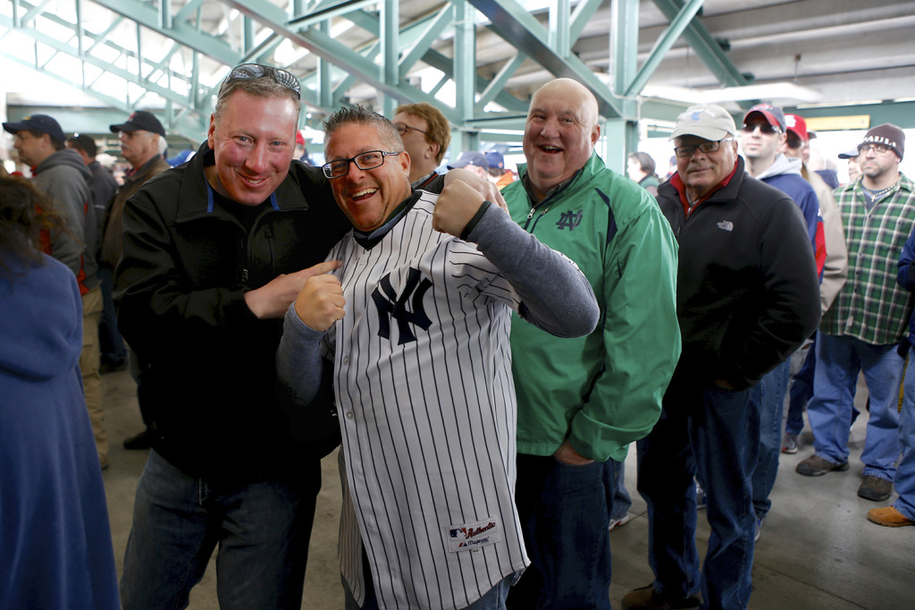 Scene from a beer line -Jim Demko and Tim Perez. (Michael Davis Photo | Syracuse New Times)