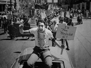 Harvey Milk in the 7th Gay and Lesbian Freedom Day Parade in San Francisco. Photo: Terry Schmitt, SF Chronicle
