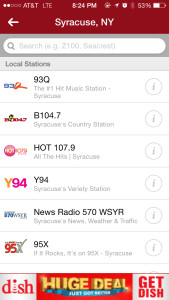 An example of iHeartRadio's local radio station feature.