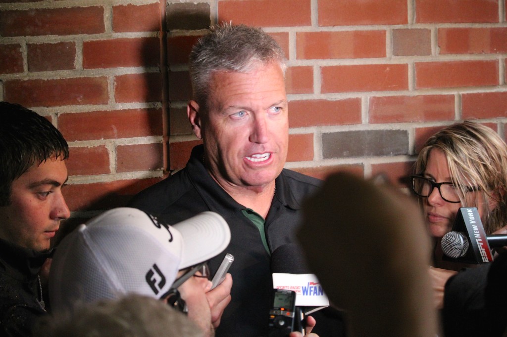 Rex Ryan taking questions from the media. Photo by David Armelino | Syracuse New Times.