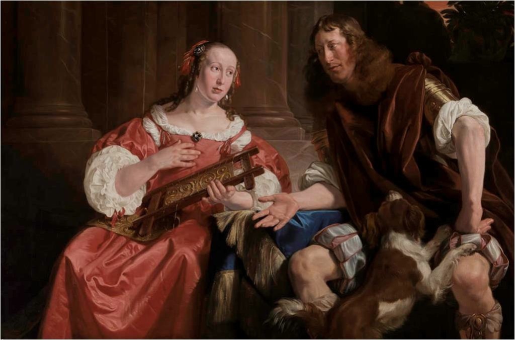 Jan deBray (Dutch, 1627-1697) A Couple Represented as Ulysses and Penelope, 1668  Oil on Canvas, 43 7/8 X 65 3/4 (111.4 X 167 cm)  Collection of the Speed Art Museum, Gift of the Charter Collectors