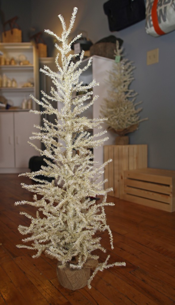 A three-foot-tall ivory tree is available at Metro Home Style, 689 N. Clinton St. for $29.99. The branches fold up for storage.