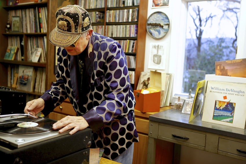 Mixmaster Broda and his Record Collection. Michael Davis Photo | Syracuse New Times