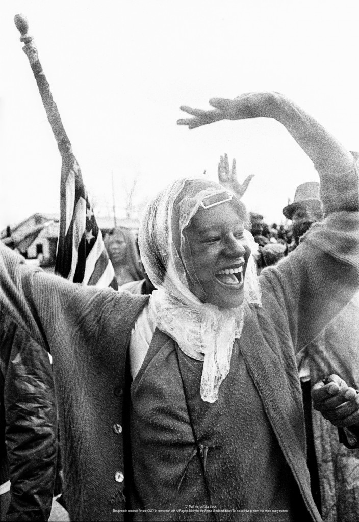 Twenty-year-old Doris Wilson of Selma celebrating. "I'm walking for my freedom." She was fired from her $12/week job in a school lunchroom for taking part in voter demonstrations. She and three siblings went to jail, and her father was removed from the welfare rolls.