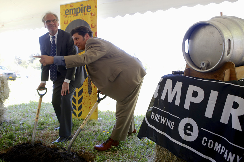 Howard Zemsky, CEO Empire State Development and David Katleski break ground for the Empire Farmstead Brewery in Cazenovia, NY