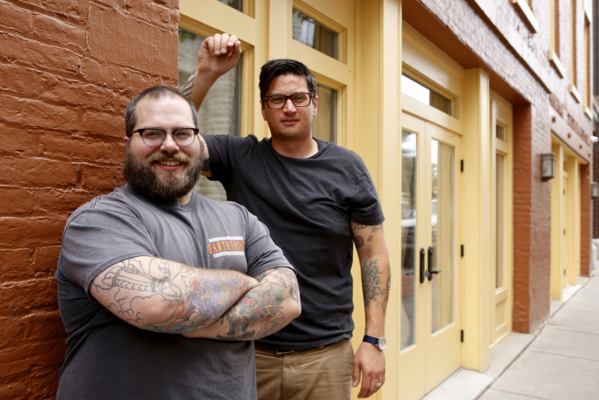 Michael Davis photo | Syracuse New Times Recess Coffee owners Adam Williams (left) and Jesse Daino 