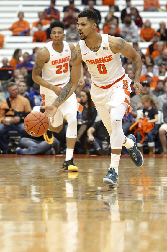 Syracuse guards Malichi Richardson (left) and Michael Gbinije (right). Michae; Davis photo | Syracuse New Times