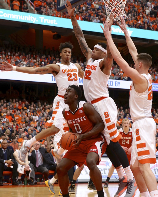 The Orange in a game vs. North Carolina State. Michael Davis photo | Syracuse New Times