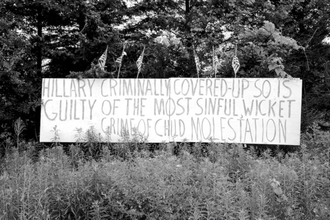 Anti Hillary Clinton roadside billboards near Groton,N.Y.