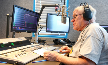 Bill Knowlton in the radio studio.