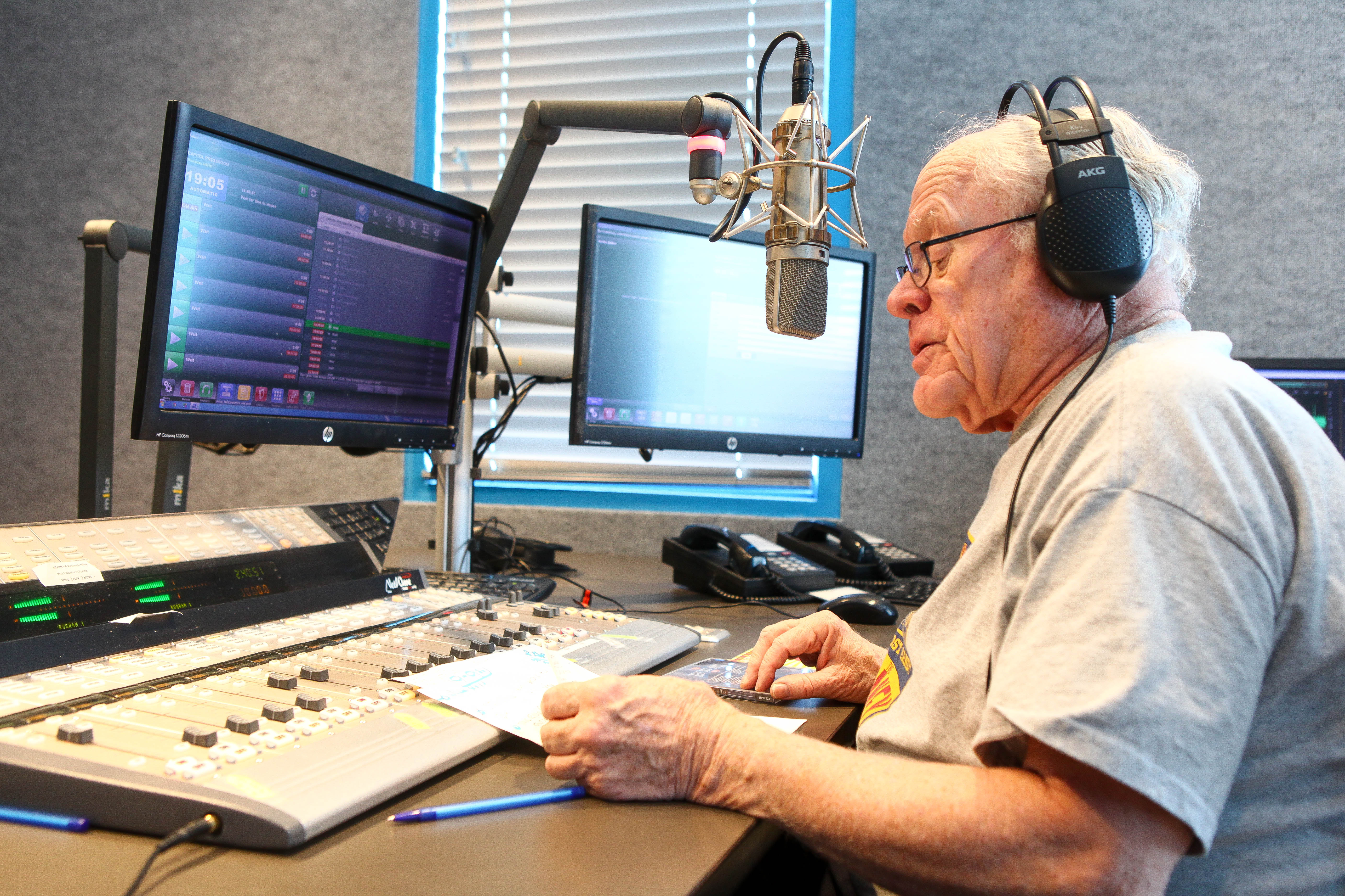 Bill Knowlton in the radio studio.