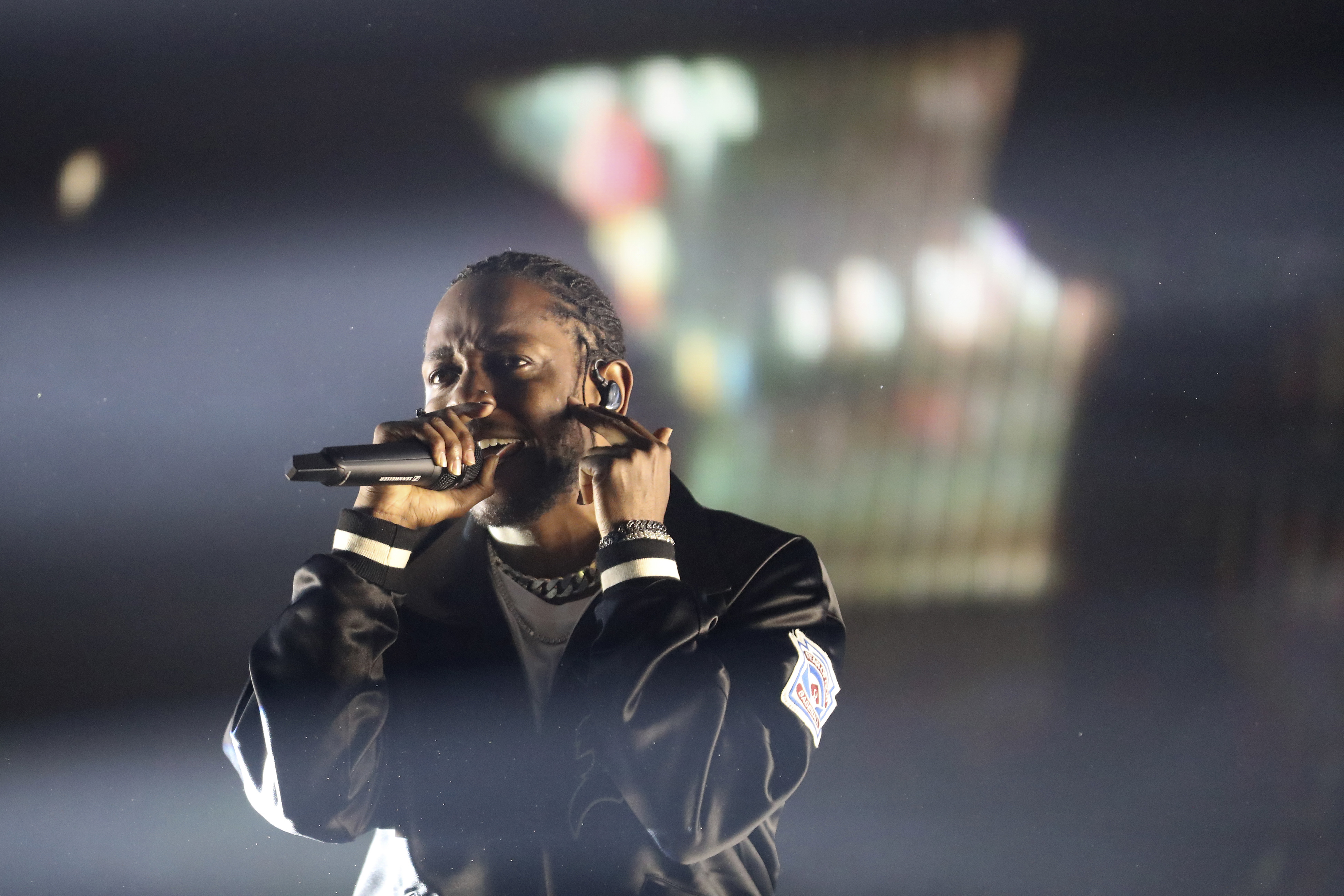 Kendrick Lamar performs at the Gila River Arena in Phoenix, Ariz.