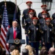 President Donald Trump during the singing of God Bless America during a "Celebration of America" event in the Rose Garden of the White House, June 5, 2018. The Philadelphia Eagles had been scheduled to attend a celebration of their Super Bowl victory at the White House on Tuesday afternoon. But in a statement on Monday night, Trump abruptly disinvited the team, accusing it of trying to make a political statement about the anthem. (Doug Mills/The New York Times) -