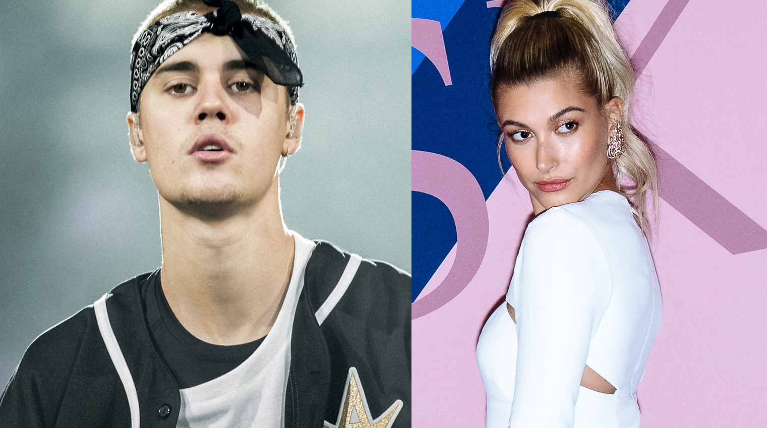 Justin Bieber, left, and Hailey Baldwin, right, announced they were engaged in early July 2018