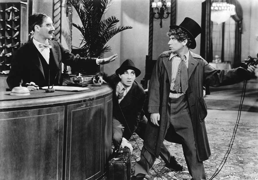 A scene from an old black and white Marx Brothers film. The movie will be showing at Capitolfest this year.